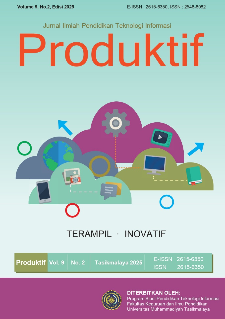 					View Vol. 9 No. 2 (2025): Produktif: Jurnal Ilmiah Pendidikan Teknologi Informasi
				